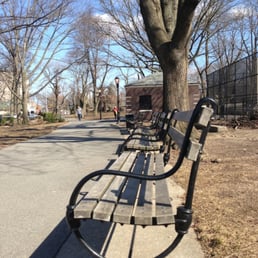 Benches overlooking a baseball diamond Benches overlooking a baseball diamond