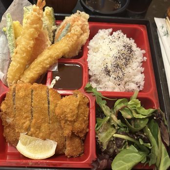Teishoku - Shrimp and Vegetable Tempura, Pork Tonkatsu Combo with Sushi Rice and Salad - Japanese Near Me - Honolulu, Hawaii