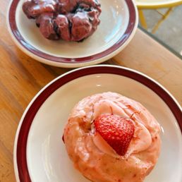 Strawberry shortcake and blueberry fritter