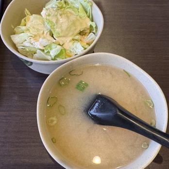 Yummy Sushi - The appe-teasers - green salad and miso soup. - Sushi Bars Near Me - Fernandina Beach, Florida