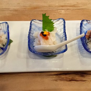Delage - Mini donburi sampler - toro, squid and scallop - Japanese Near Me - Oakland, California Delage - Mini donburi sampler - toro, squid and scallop - Japanese Near Me - Oakland, California