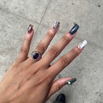 Coco Nails art - 3d nail with square extensions trimmed - Nail Salons Near Me - New York, New York Coco Nails art - 3d nail with square extensions trimmed - Nail Salons Near Me - New York, New York