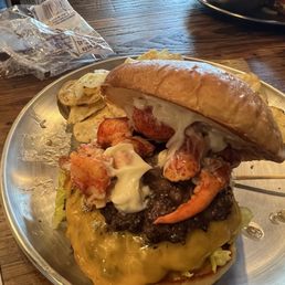 Surf and turf smash cheese burger & lobster