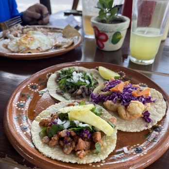 king taco - Tacos: Pastor, Ribeye, Camaron - All very good! Chilaquiles in the back that my husband devoured before I could take a good photo Lol - Tacos Near Me