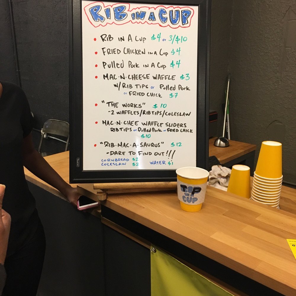 Rib In a Cup - a menu on a chalk board - Barbeque Near Me - Brooklyn, New York Rib In a Cup - a menu on a chalk board - Barbeque Near Me - Brooklyn, New York