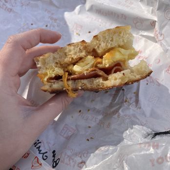 Bar Americano - Breakfast sandwich with bacon, tomato jam and chili oil. Best thing on the menu! - Cafes Near Me