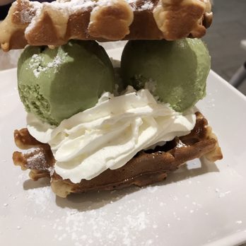 Mango Mango Dessert - Closer shot of green tea ice cream waffle sandwich - Desserts Near Me - New York, New York Mango Mango Dessert - Closer shot of green tea ice cream waffle sandwich - Desserts Near Me - New York, New York