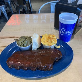 Central BBQ - Slab of Ribs with Mac & green beans. Sweet Tea - Barbeque Near Me - Nashville, Tennessee