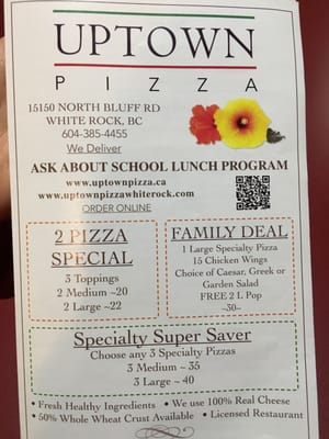 Menu photo 5 Uptown Pizza White Rock, BC Menu photo 5 Uptown Pizza White Rock, BC