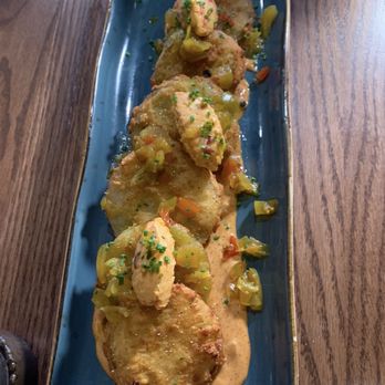 Reba's Place - Fried Green Tomatoes with Pimento cheese - American Near Me - Atoka, Oklahoma Reba's Place - Fried Green Tomatoes with Pimento cheese - American Near Me - Atoka, Oklahoma