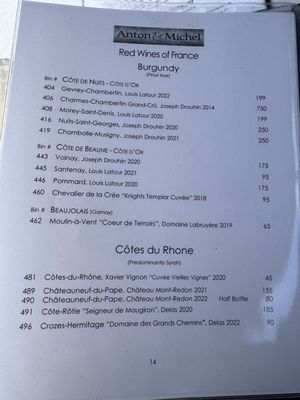 Menu photo 8 Anton & Michel Restaurant Carmel, CA