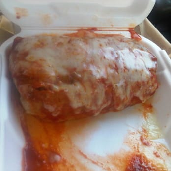Kosher Pizza Station - burrito with melted cheese and enchilada sauce on top - Pizza Near Me - Los Angeles, California