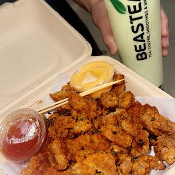 Beastea - spicy popcorn chicken with sweet and sour sauce and spicy mayo. avocado smoothie - Coffee & Tea Near Me - Santa Clara, California