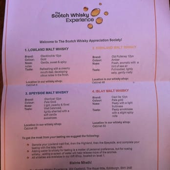 The Scotch Whisky Experience - Tasting notes for the Gold tour - Tours Near Me - Edinburgh, MLN