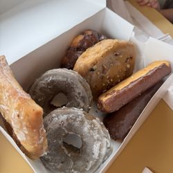 Donuts N' Coffee - Blueberry cake donut, Long Johns, caramel cinnamon roll, Butterflies, Apple Critters