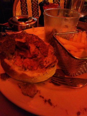 Photo of Café Pasteur - Paris, 75, FR. A really good burger and frites salad and slaw. So good but couldn't finish hopefully the chef's not to pissed at me.I really enjoyed it.