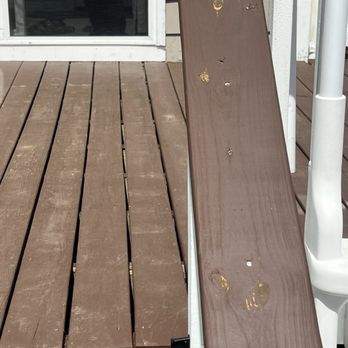 Guerreros Gutters and Construction - Railing is not up to code and looks awful. Railing is over 1 feet away from top of the deck, so it's unsafe and will need to be replaced. - Decks & Railing Near Me