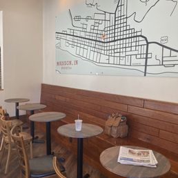 This past year they expanded their indoor seating area. I love the new built-in bench seating with outlets.