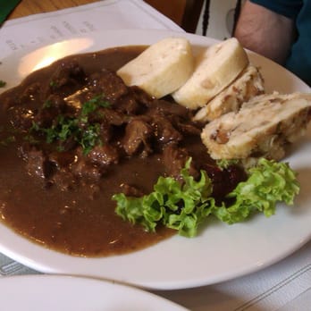 Pivovarský klub - Venison goulash and dumplings (including the awesome potato dumplings at the top) - Pubs Near Me - Prague, Puerto Rico Pivovarský klub - Venison goulash and dumplings (including the awesome potato dumplings at the top) - Pubs Near Me - Prague, Puerto Rico