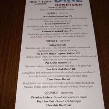 Field-n-Flame Midtown - Dine Downtown - menu at restaurant. Different than online and you have to ask the server. Was not on the table. - New American Near Me - Sacramento, California Field-n-Flame Midtown - Dine Downtown - menu at restaurant. Different than online and you have to ask the server. Was not on the table. - New American Near Me - Sacramento, California