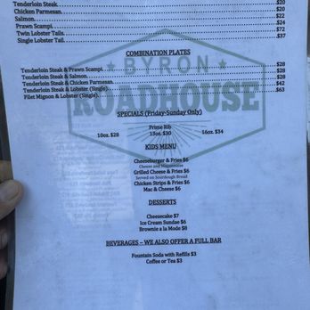 Byron Roadhouse - menu - Steakhouses Near Me - Byron, California
