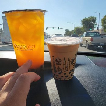 Sharetea - Bakersfield - Passion Fruit Mango with boba. Milk Tea with boba (free). - Bubble Tea Near Me - Bakersfield, California Sharetea - Bakersfield - Passion Fruit Mango with boba. Milk Tea with boba (free). - Bubble Tea Near Me - Bakersfield, California