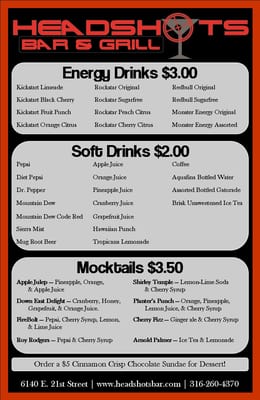 Menu photo 1 Headshots Bar & Grill Wichita, KS Menu photo 1 Headshots Bar & Grill Wichita, KS