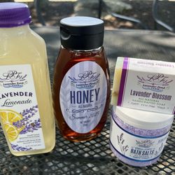 Lavender Pond Farm - Lavender lemonade, honey, lavender blossom soap, lavender bath salts.
