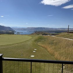View of the putting green and river in the background from the room.