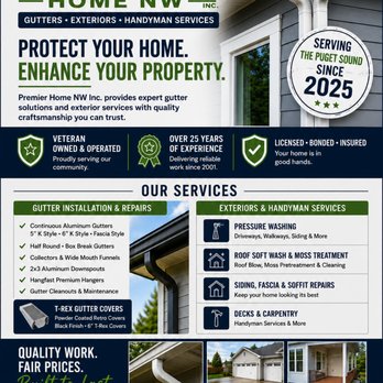 Premier Home NW - Services - Gutter Services Near Me - Auburn, Washington Premier Home NW - Services - Gutter Services Near Me - Auburn, Washington