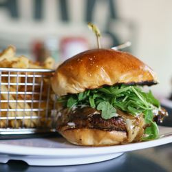 Three Notch'd Brewery, Distillery & Craft Kitchen- Nelson County - Mushroom Swiss Burger