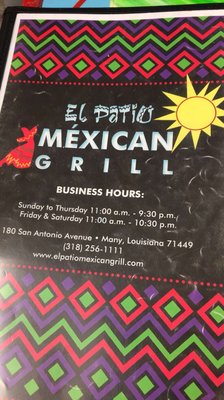 Menu photo 2 El Patio Many, LA Menu photo 2 El Patio Many, LA