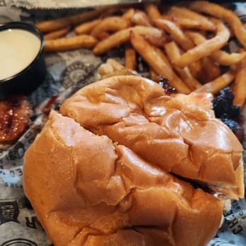 Boulder Tap House - swicy burger, sorry I didn't get the goodies. partial order of fries. excellent burger! - Sports Bars Near Me - Ames, Iowa Boulder Tap House - swicy burger, sorry I didn't get the goodies. partial order of fries. excellent burger! - Sports Bars Near Me - Ames, Iowa