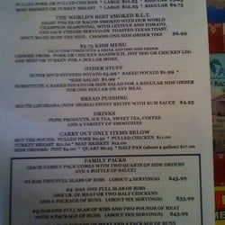 Super Smokers BBQ - Back side of menu