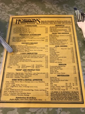 Menu photo 2 Horizons Family Restaurant Wells, ME Menu photo 2 Horizons Family Restaurant Wells, ME
