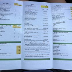 Bear's One Stop - Menu