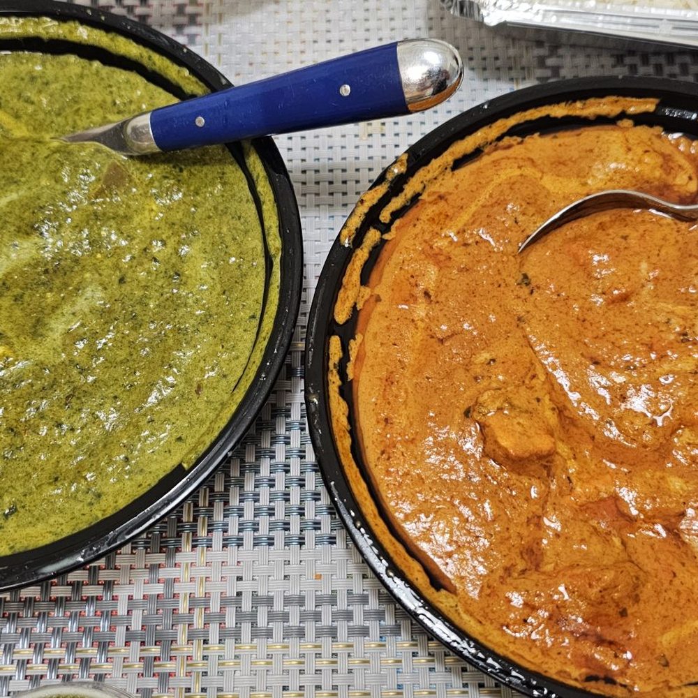 Butter chicken and sagwalla, very good. Butter chicken and sagwalla, very good.