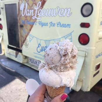 Van Leeuwen Ice Cream - Roasted Banana with walnuts and mint chip, both vegan, both creamy and delicious - Food Trucks Near Me