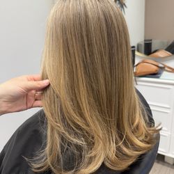 Bristles Hair Design & Day Spa - Gray blending with a blowout