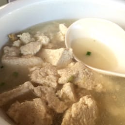 Home made tofu soup with clams. It's quite good. Sea salt on heavier side but tofu is well done. Home made tofu soup with clams. It's quite good. Sea salt on heavier side but tofu is well done.
