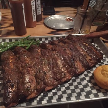 BBQ Saloon - Full rack beef ribs, green beans and corn bread - Barbeque Near Me - Saint Louis, Missouri