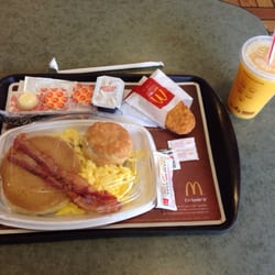 McDonald's - Big breakfast with hot cakes, extra bacon and an extra hash brown!