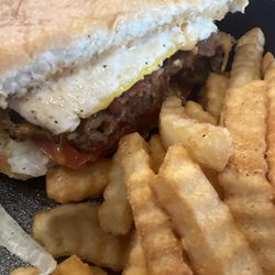 Fat Pat's Bar & Grill - The Bae burger and hot fires. Couldn't finish it but it was delicious