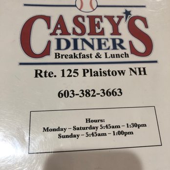 Casey's Diner - the menu for the restaurant - Diners Near Me - Plaistow, New Hampshire Casey's Diner - the menu for the restaurant - Diners Near Me - Plaistow, New Hampshire