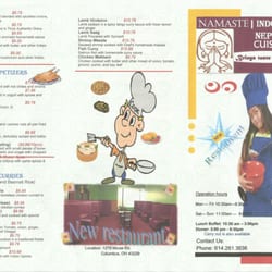 Namaste Indo Nepali Cuisine - Menu, side 1
