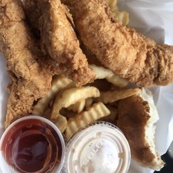 Royal Cajun Fried Chicken - 3 HUGE tenders, fries, half a roll, ketchup and their special Cajun sauce. I'm definitely going back.