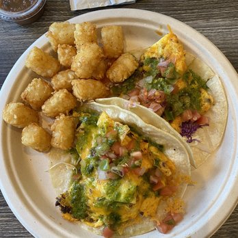 Butter Cafe & Bakery - Chorizo breakfast tacos with tots - Breakfast & Brunch Near Me - Upland, California Butter Cafe & Bakery - Chorizo breakfast tacos with tots - Breakfast & Brunch Near Me - Upland, California