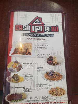Menu photo 1 Casa Peru Salt Lake City, UT