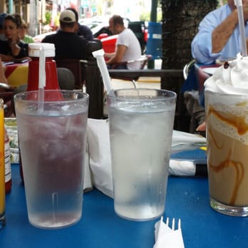 Chocolada Bakery & Cafe - Our drinks: freshly squeezed orange juice, water and iced Carmel coffee - Bakeries Near Me - Hollywood, Florida
