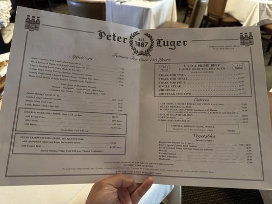 Menu photo 1 Peter Luger Steak House Great Neck, NY